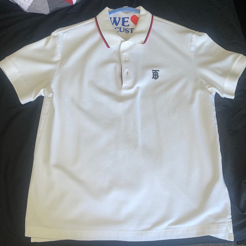 White Burberry polo